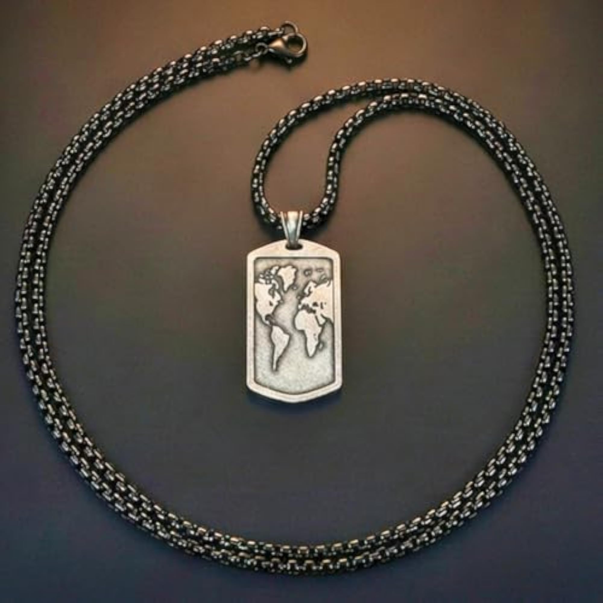 Boys' Titanium Steel Pendant with Round Box Chain Necklace